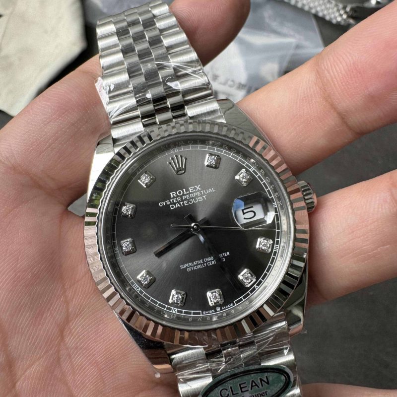 Clean Factory Datejust 126334 Grey Diamond Dial Rolex Super Clone 41mm