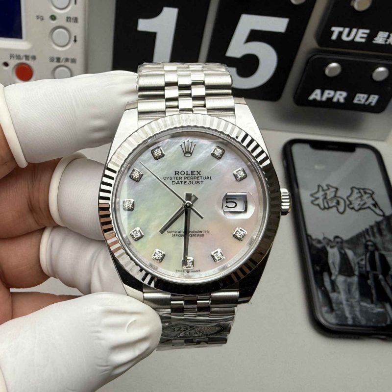 Clean Factory Datejust 41 126334 MOP Dial Moissanite Super Clone 3235