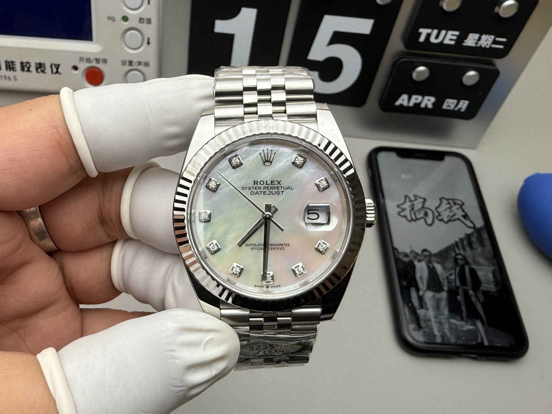 wc_upload_0001-120-1.jpg Clean Factory Datejust 41 126334 MOP Dial Moissanite Super Clone 3235 - Image 1