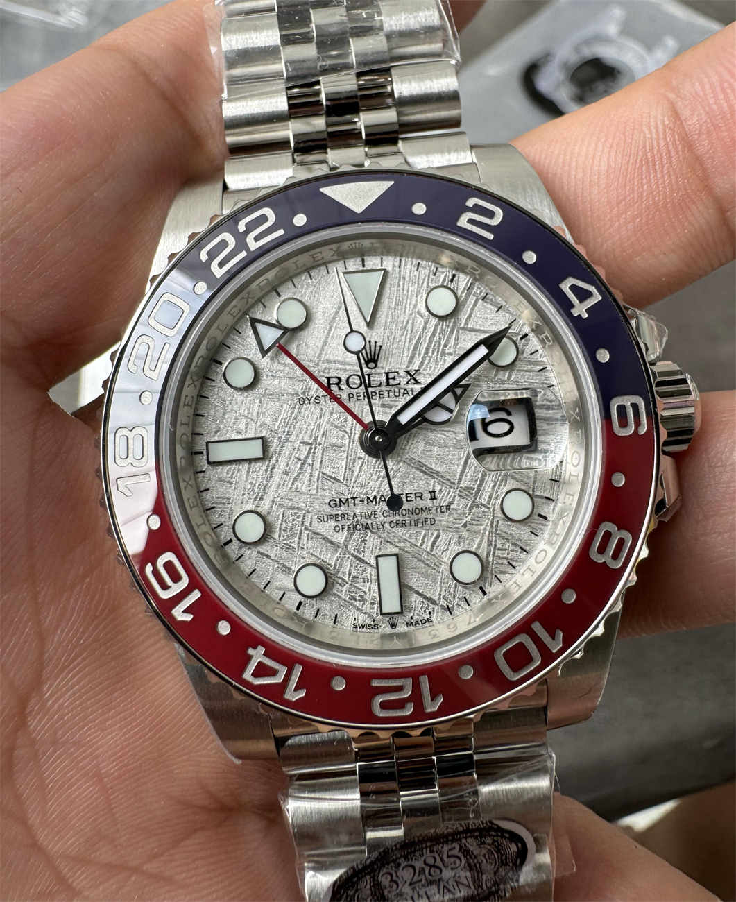 wc_upload_0001-139-1.jpg Rolex GMT-Master II 126719BLRO Meteorite Dial Replica – V3 Pepsi Bezel 40mm - Image 1