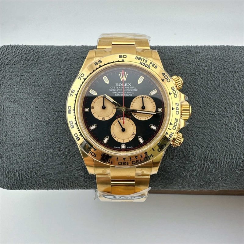 Clean Factory Rolex Daytona 116508 Replica - Yellow Gold Black Dial (Dandong 4130)