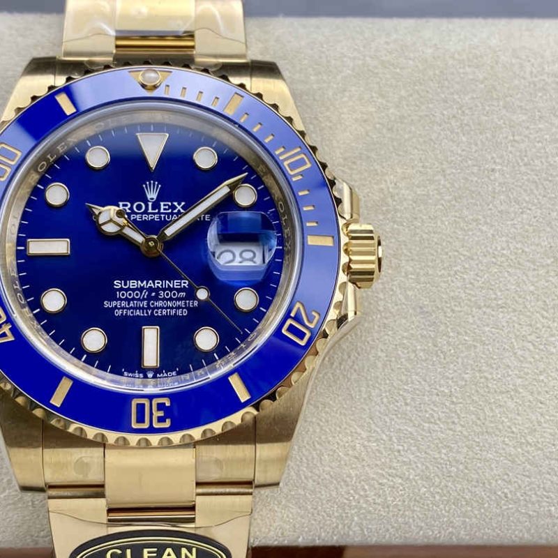 Clean Factory Rolex Submariner 126618LB – 41mm Full Gold Blue Replica