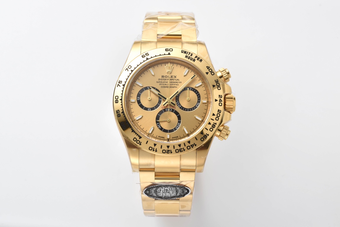 wc_upload_0001-199-1.jpg Rolex Daytona 126518LN Champagne Dial Replica – Clean Factory Yellow Gold Chronograph - Image 1