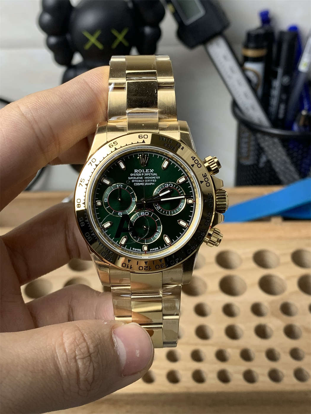 wc_upload_0001-244-1.jpg VS Factory Green Gold Daytona 116518LN Heavy Weight Replica – 4130 Clone Rolex Daytona 116518LN - Image 1