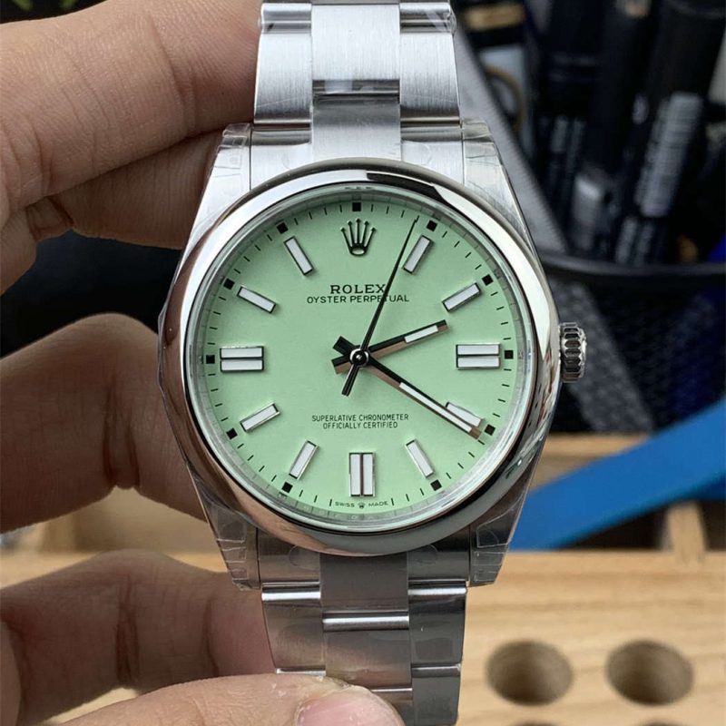 VS Factory Oyster Perpetual 41 M134300-0006 Green Dial Replica – Avocado Green, 904L Steel