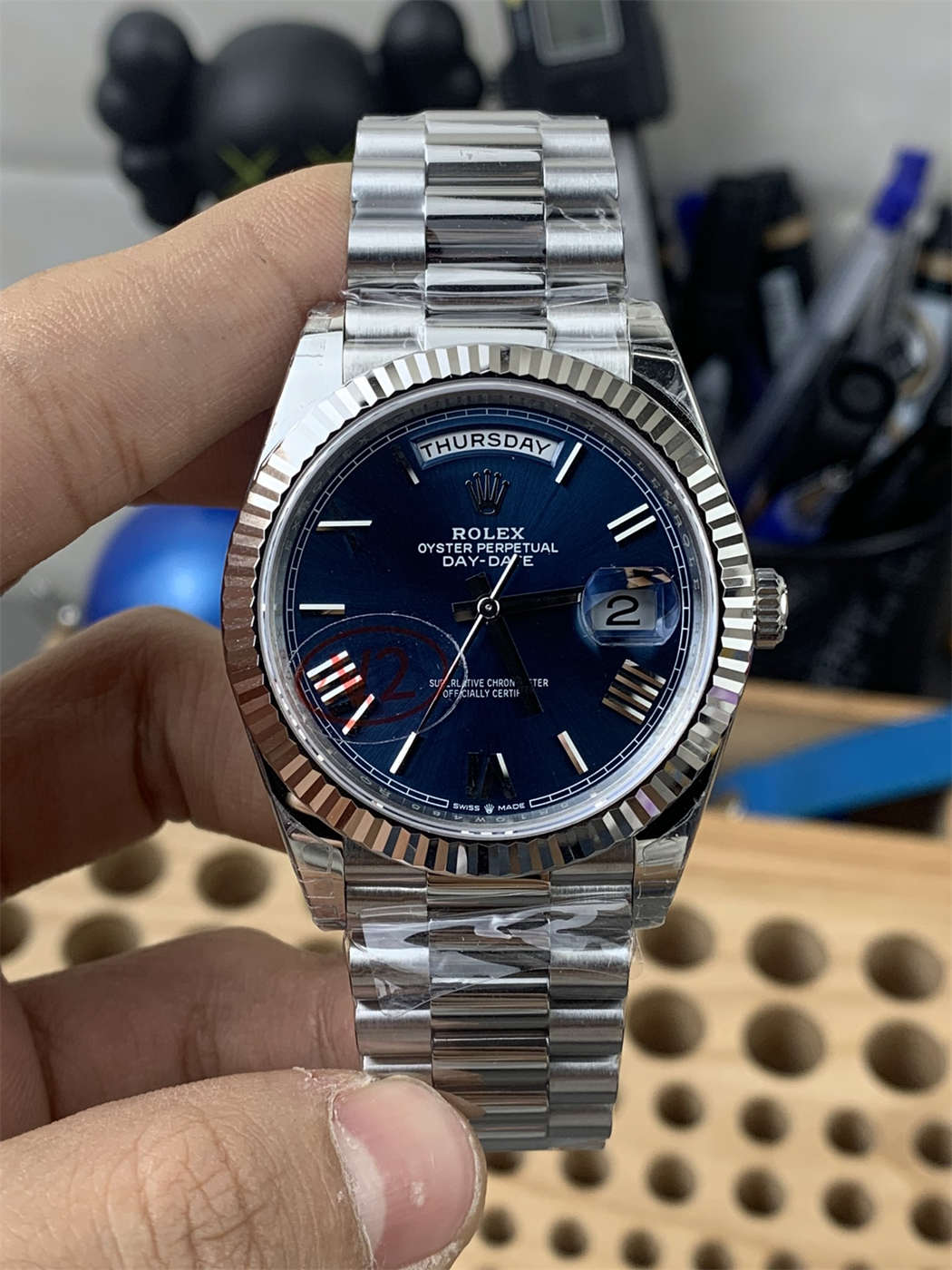 wc_upload_0001-285-1.jpg VS Factory Rolex Day-Date 40 228239 Bright Blue Tungsten 182g - Image 1