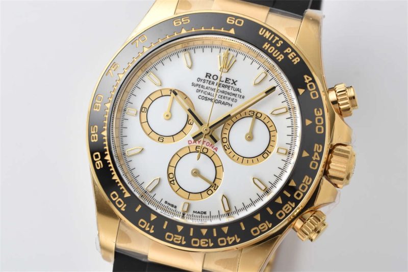 Clean Factory Rolex Daytona 126518LN Replica - White Dial Gold Oysterflex (4131) - Image 2