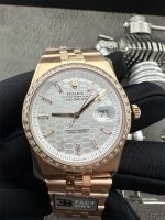 3B Factory Rolex 127385TBR 0003 Replica – Rose Gold Diamond Bezel Honeycomb Dial - Image 2