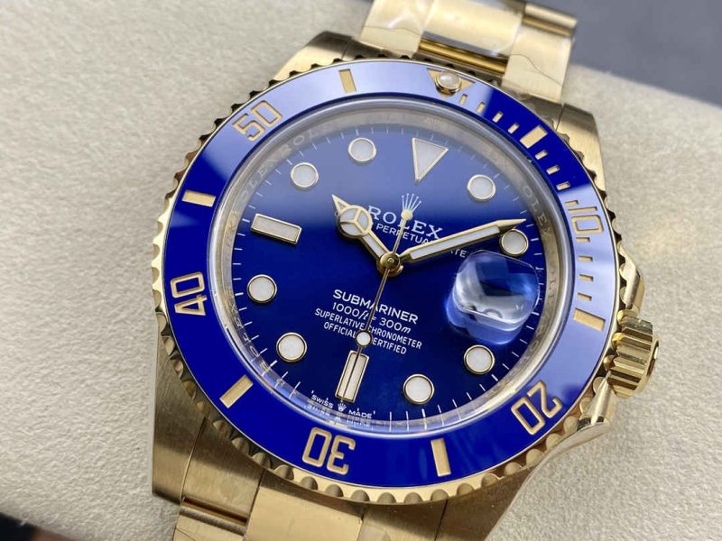 Clean Factory Rolex Submariner 126618LB – 41mm Full Gold Blue Replica - Image 3