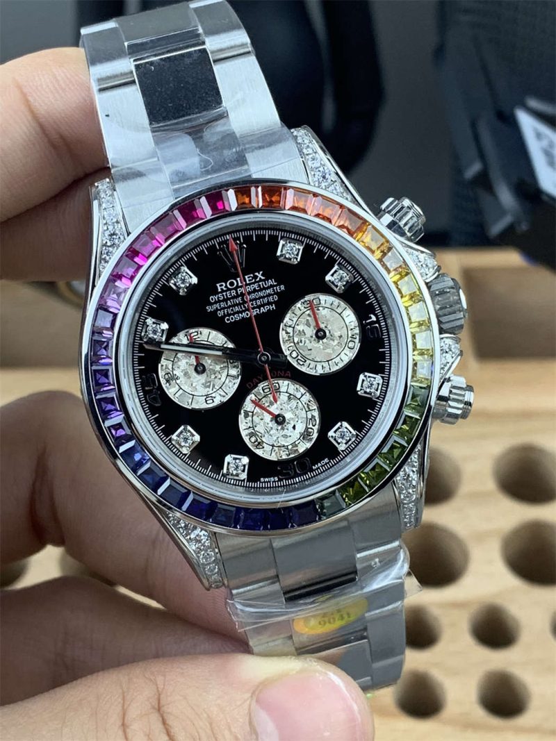 Rolex Daytona Rainbow Replica 116599 RBOW – ZF Factory White Gold 4130 - Image 3