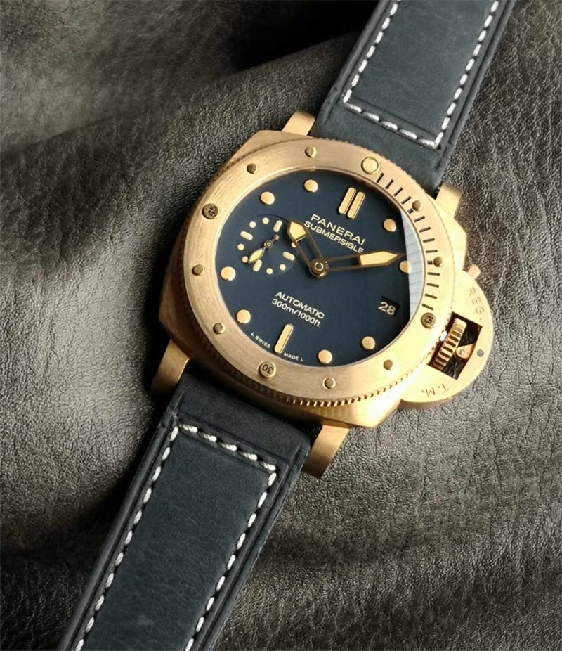 VSF Panerai PAM01074 Bronze Submersible 42mm Blue Dial Replica Watch - Image 3