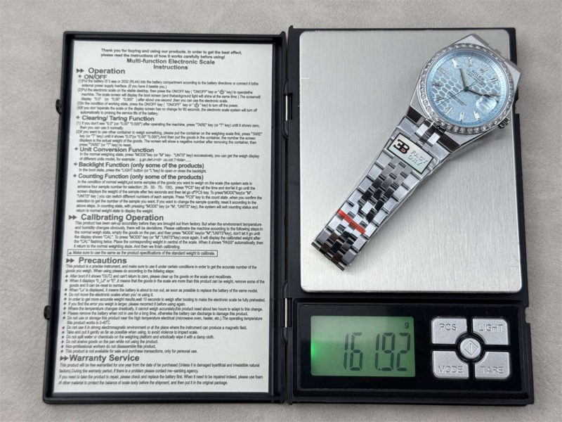 3B Factory Rolex Land-Dweller 127386TBR-0001 Replica – Platinum Look, Diamond Bezel, 163g Full Weight - Image 3