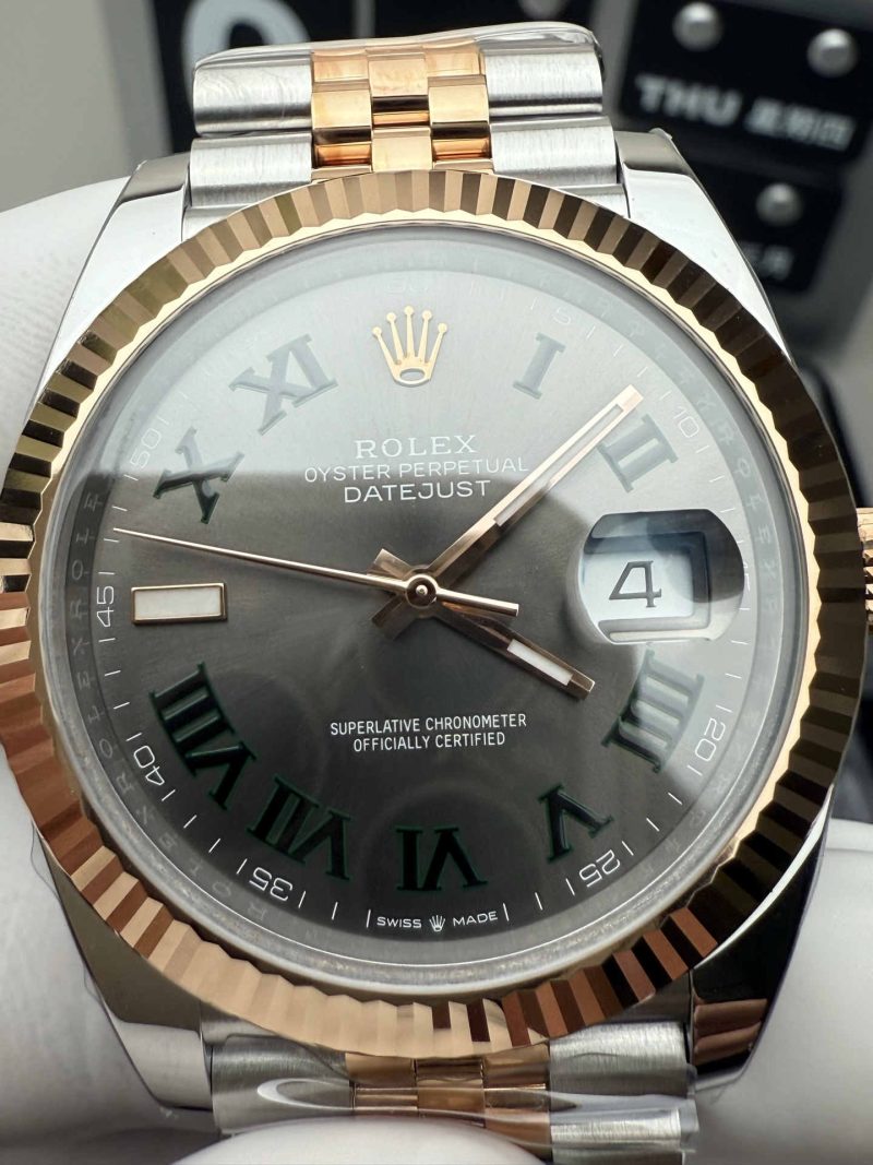Rolex Datejust 41 126333 Two-Tone Rose Gold Green Roman Dial 1:1 Homage - Image 4