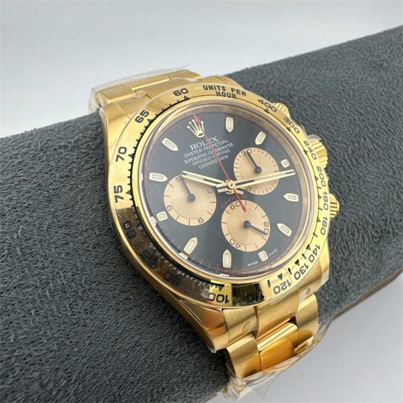 Clean Factory Rolex Daytona 116508 Replica - Yellow Gold Black Dial (Dandong 4130) - Image 4