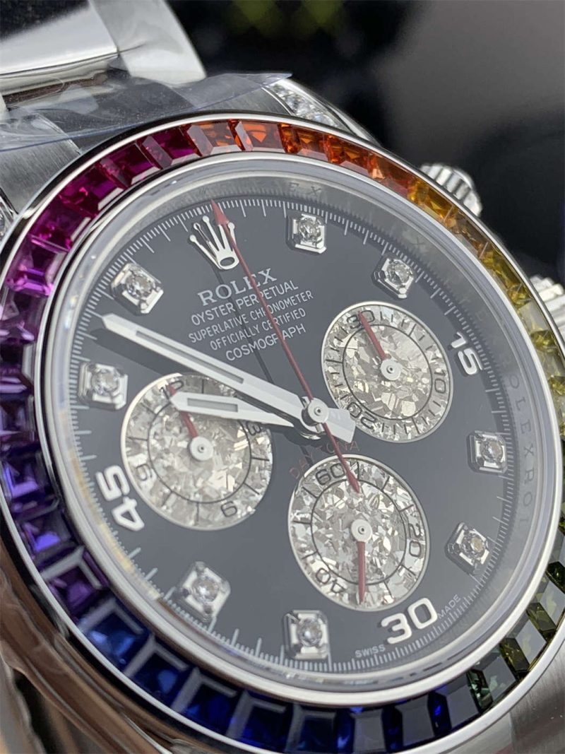 Rolex Daytona Rainbow Replica 116599 RBOW – ZF Factory White Gold 4130 - Image 4