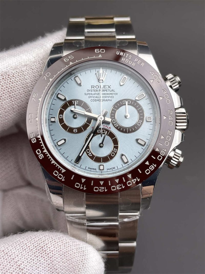 VS Factory Ice Blue Daytona 116506 Replica | Clone 4130 Platinum Look Rolex Daytona 116506 - Image 4