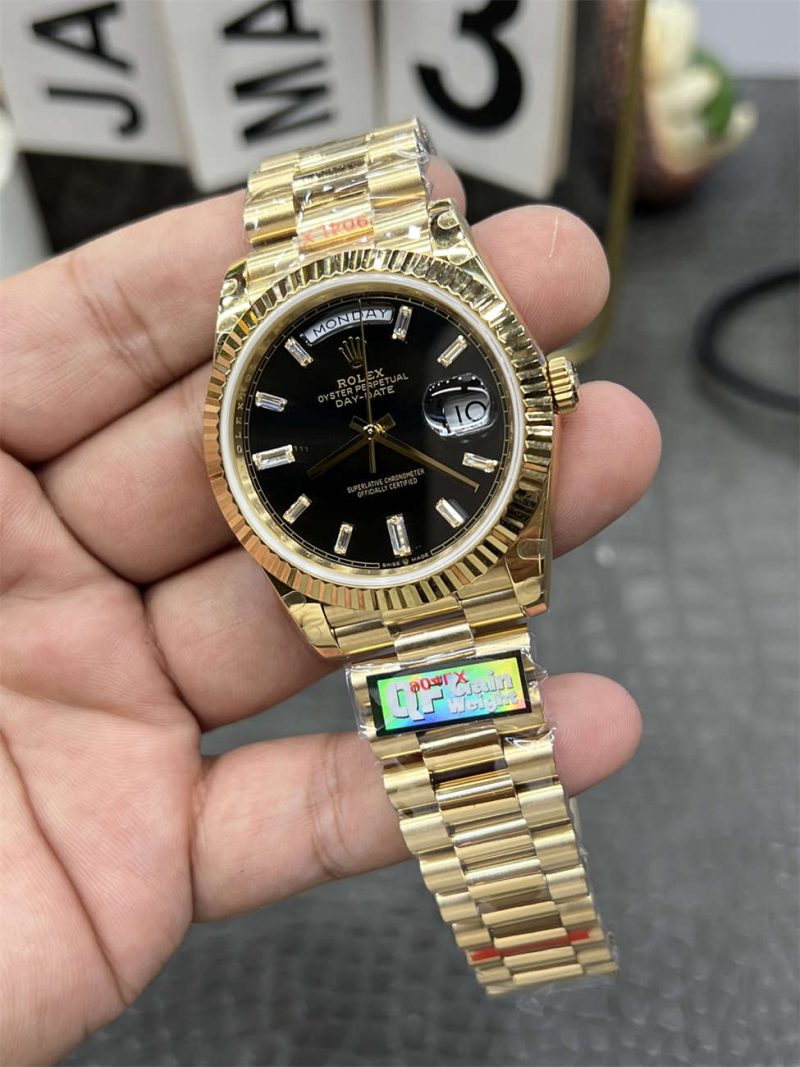 Rolex Day-Date 40 QF Factory 184g Replica – Black Dial, Full-Weight - Image 5