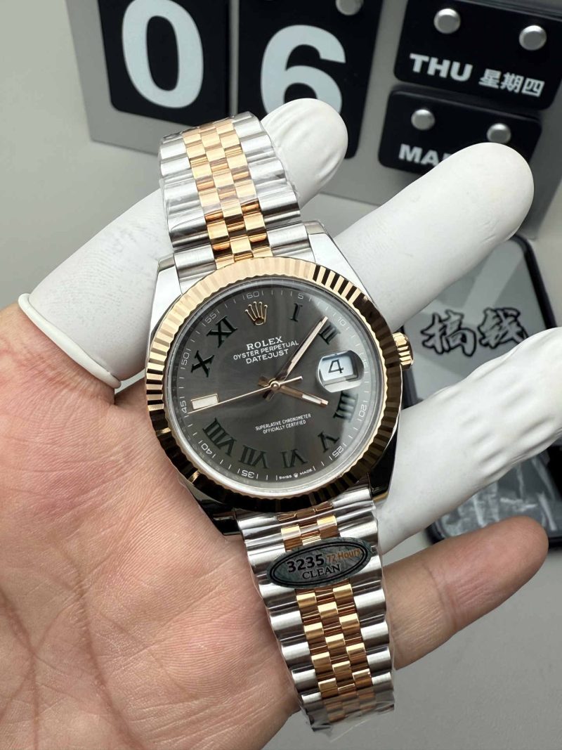 Rolex Datejust 41 126333 Two-Tone Rose Gold Green Roman Dial 1:1 Homage - Image 6