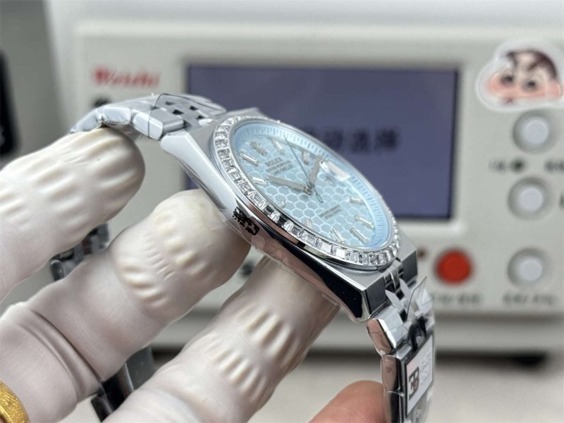 3B Factory Rolex Land-Dweller 127386TBR-0001 Replica – Platinum Look, Diamond Bezel, 163g Full Weight - Image 7