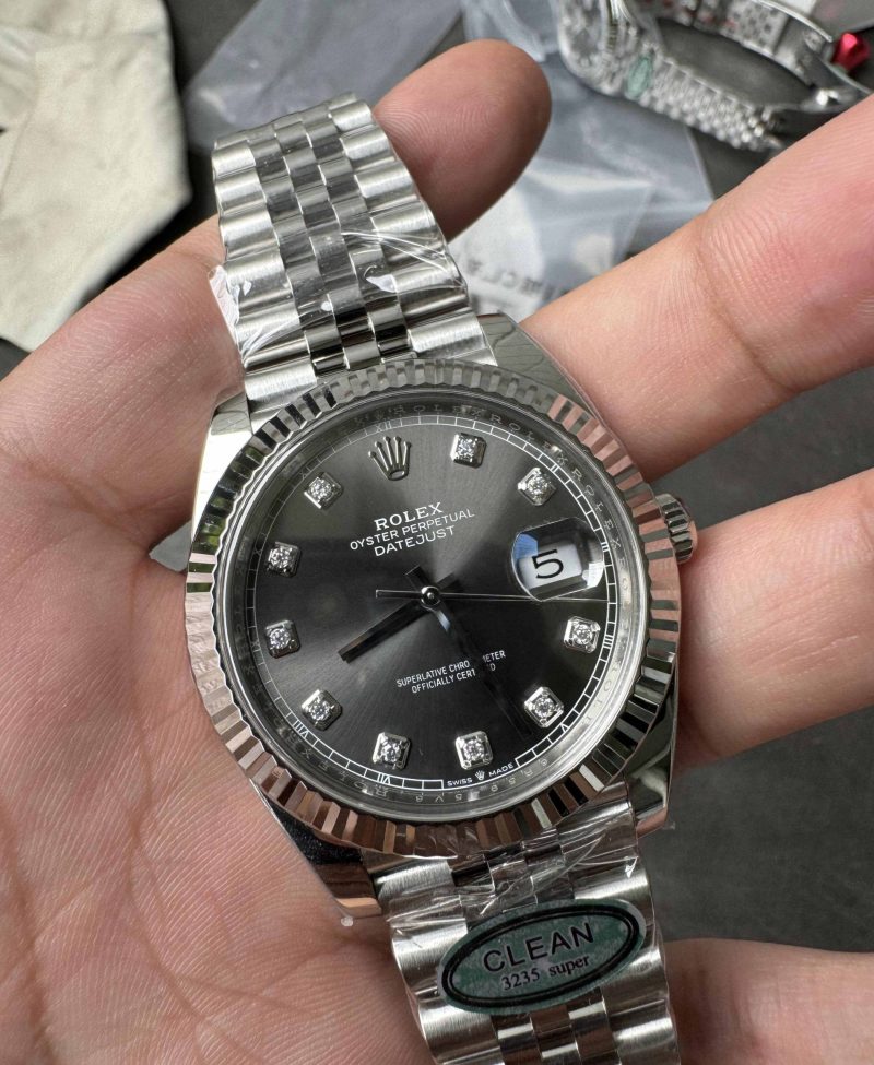 Clean Factory Datejust 126334 Grey Diamond Dial Rolex Super Clone 41mm - Image 10