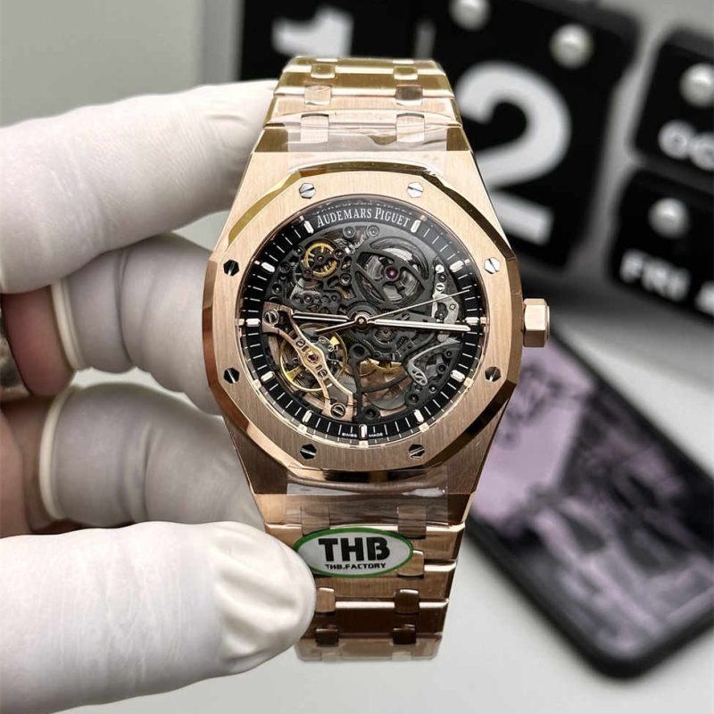 Audemars Piguet Royal Oak Double Balance Wheel Openworked 15407OR.OO.1220OR.01 Rose Gold 41mm 1:1 Replica