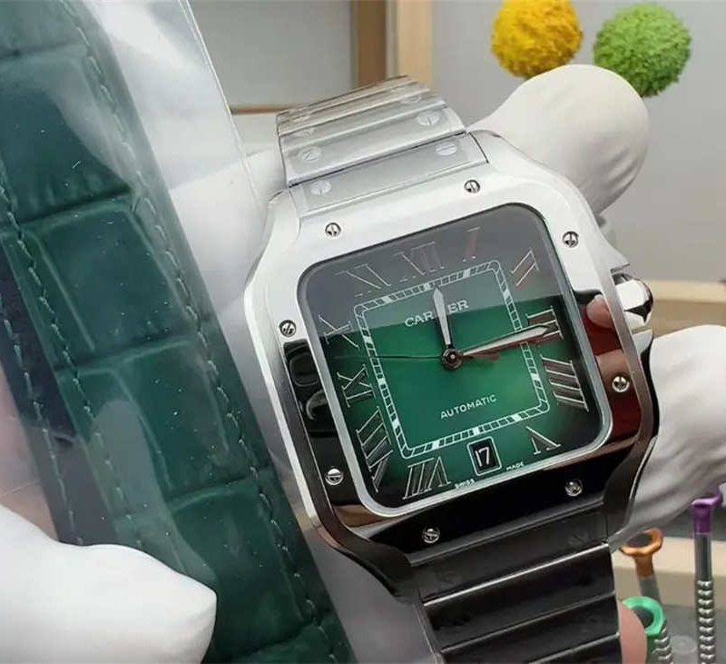 Santos de Cartier Large Green Dial 1:1 Replica Watch by BV Factory