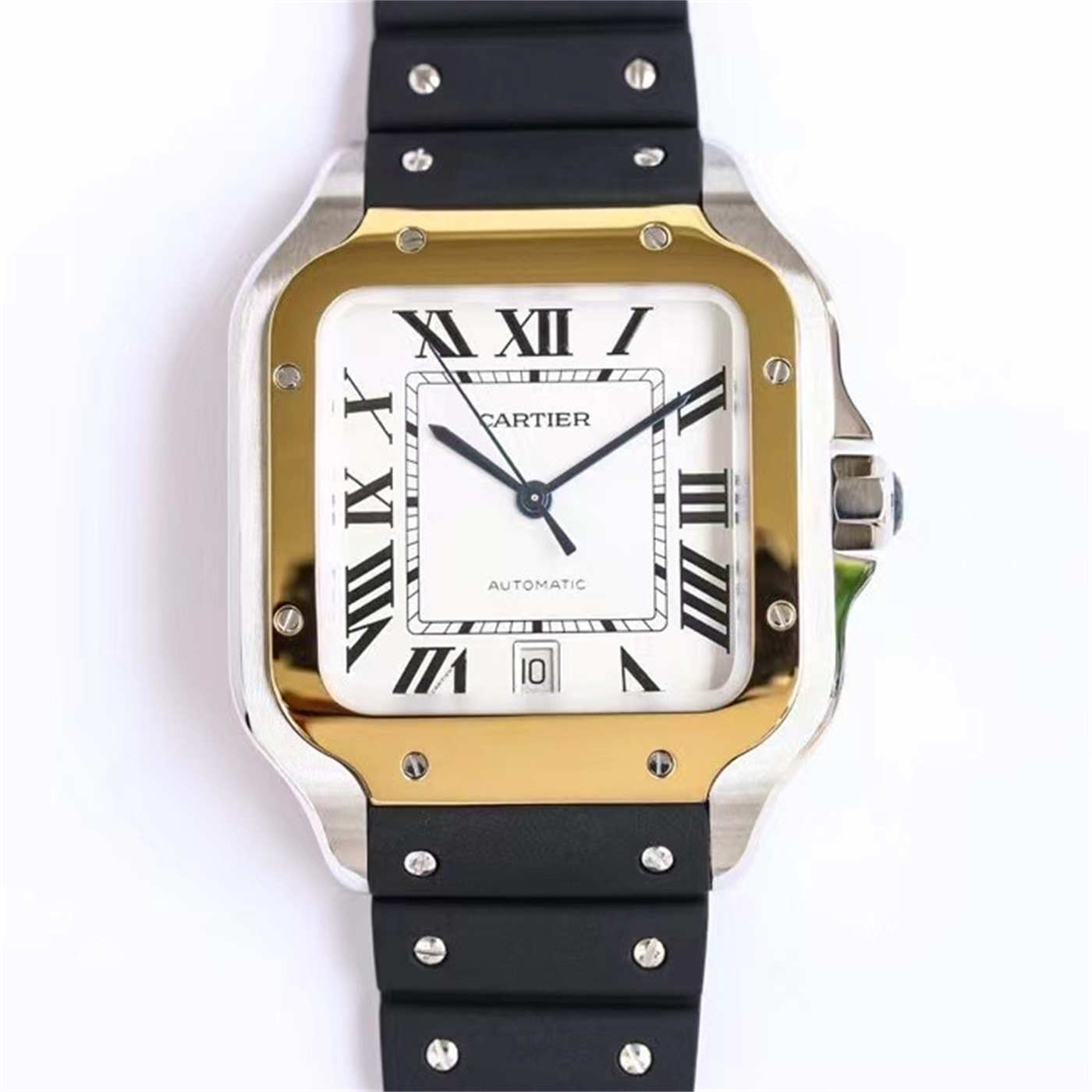 wc_upload_0001-232-1.jpg Cartier Santos de Cartier W2SA0009 Two Tone Rubber Strap 1:1 Replica by GF Factory - Image 1