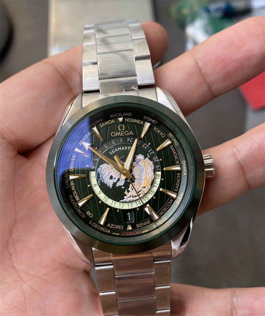 wc_upload_0001-49-1.jpg Omega Seamaster Aqua Terra 150M Worldtimer 220.30.43.22.10.001 Green Dial 1:1 Replica Watch - Image 1