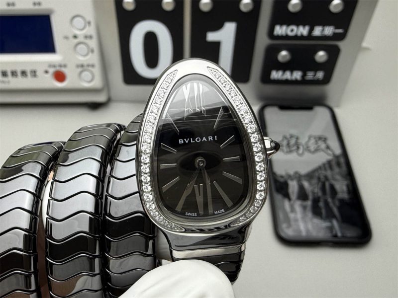 Serpenti 102803 Black Ceramic Diamond-Style Watch | 1:1 Replica Homage - Image 2