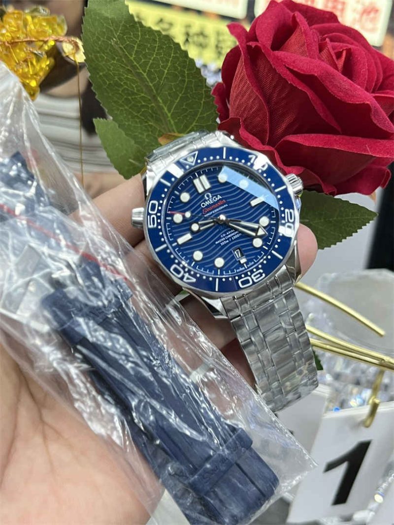 Omega Seamaster 300 Replica – 1:1 Homage Blue Dial Diver Watch - Image 2