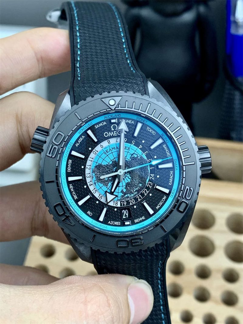 Omega Seamaster Planet Ocean 600M GMT Worldtimer 45.5mm 215.92.46.22.01.001 1:1 Replica Omega Seamaster Planet Ocean 600M GMT Worldtimer 45.5 mm 215.92.46.22.01.001 - Image 3