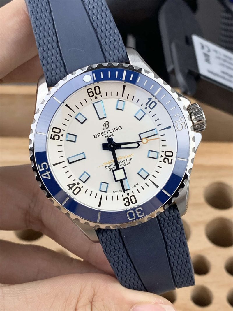 Breitling Superocean Automatic 42 Blue Bezel White Dial 1:1 Replica by BLS Factory - Image 3