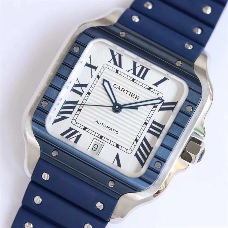 Cartier Santos de Cartier WSSA0047 Blue Rubber Strap 1:1 Replica Watch - Image 3