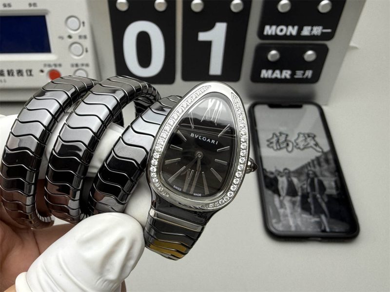 Serpenti 102803 Black Ceramic Diamond-Style Watch | 1:1 Replica Homage - Image 3