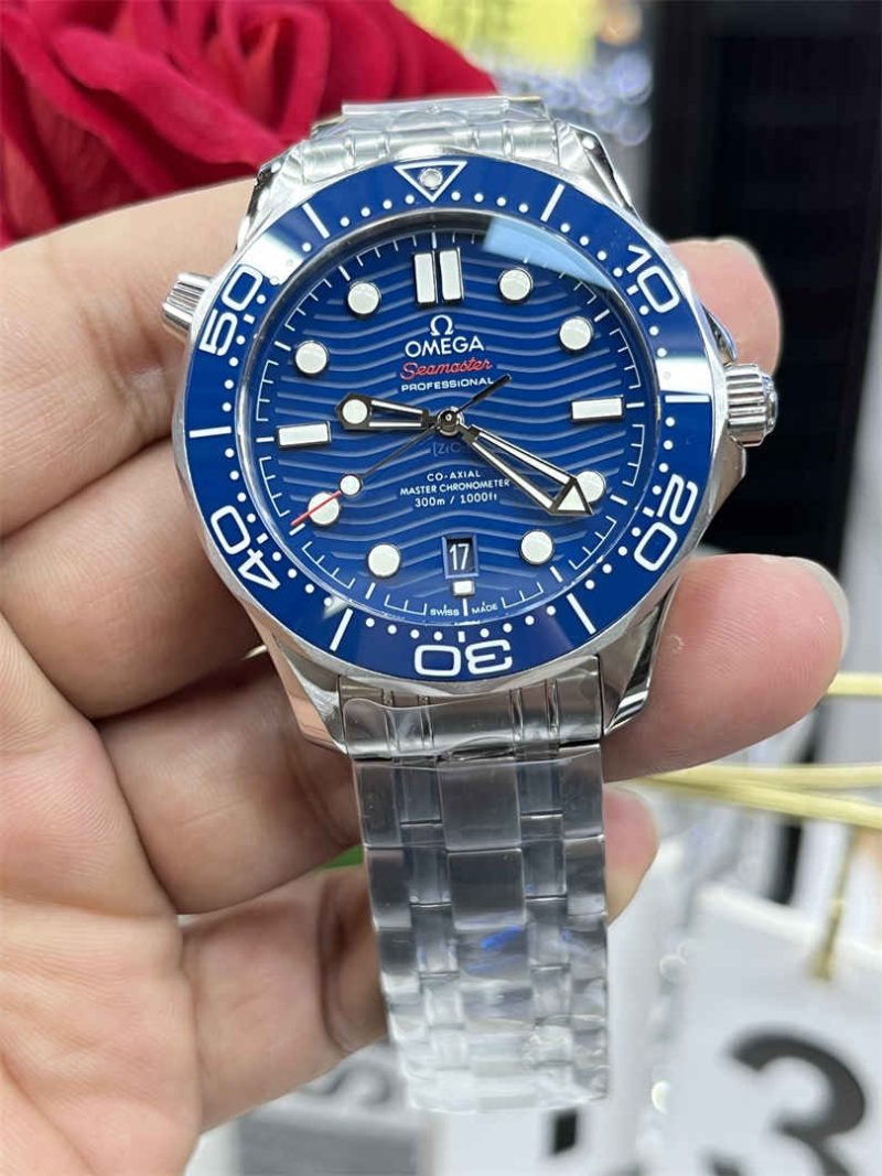 Omega Seamaster 300 Replica – 1:1 Homage Blue Dial Diver Watch - Image 4
