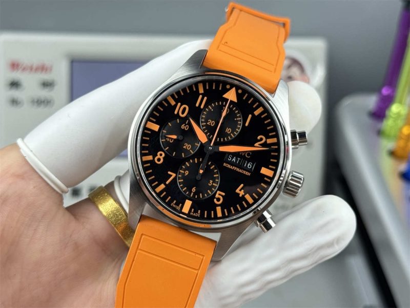 IWC Pilot Chronograph 41 IW388108 Replica – AMG Orange Dial 1:1 Homage - Image 4