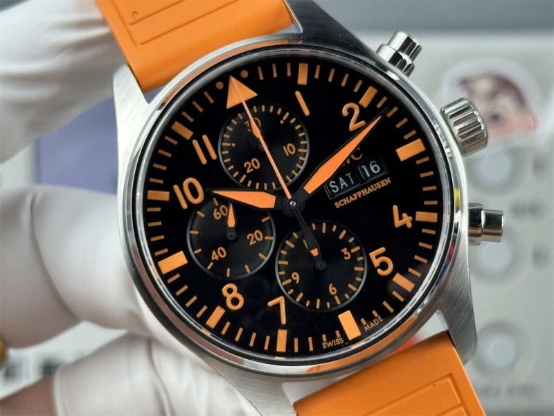 IWC Pilot Chronograph 41 IW388108 Replica – AMG Orange Dial 1:1 Homage - Image 5