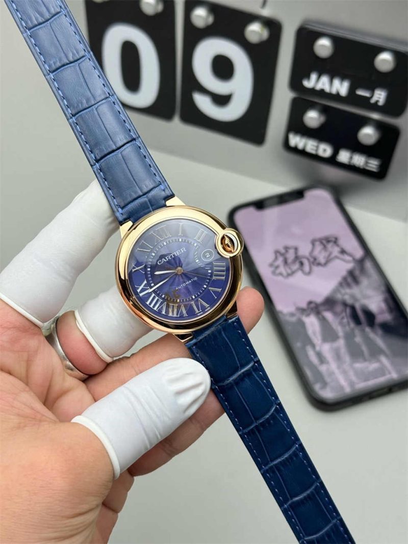 Cartier Ballon Bleu de Cartier 42mm Pink Gold Blue Dial 1:1 Replica Watch - Image 8