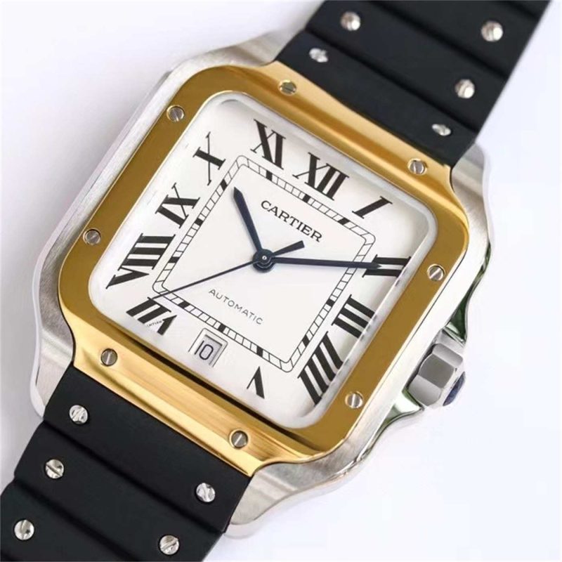 Cartier Santos de Cartier W2SA0009 Two Tone Rubber Strap 1:1 Replica by GF Factory - Image 8