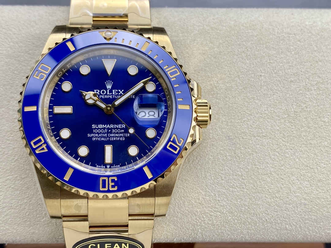 Clean Factory Rolex Submariner 126618LB – 41mm Full Gold Blue Replica