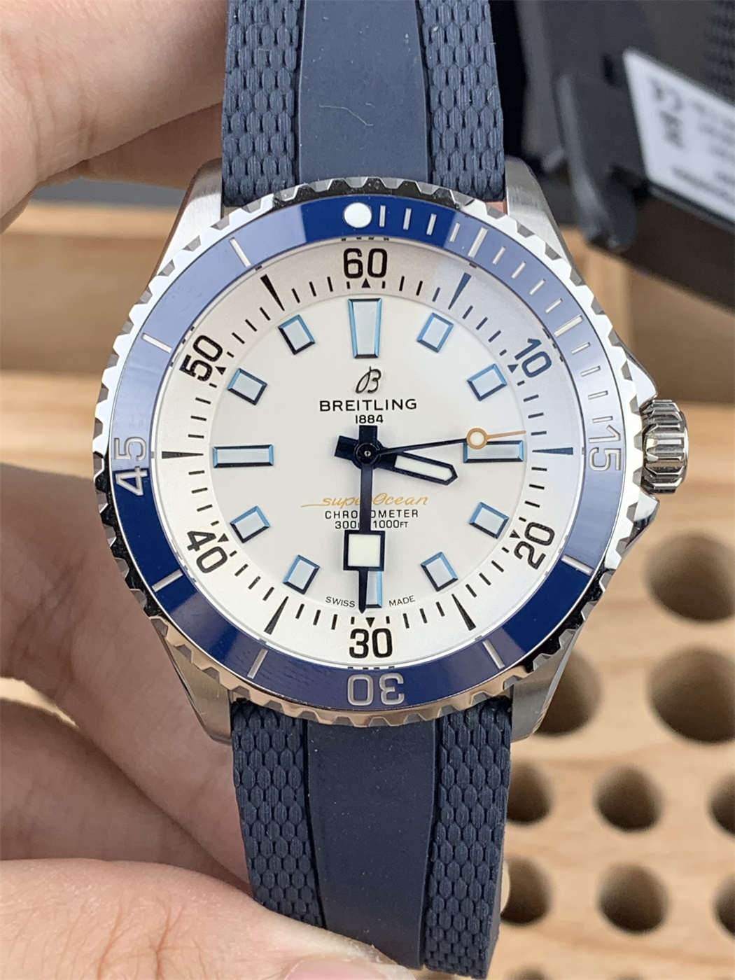 Breitling Superocean Automatic 42 Blue Bezel White Dial 1:1 Replica by BLS Factory