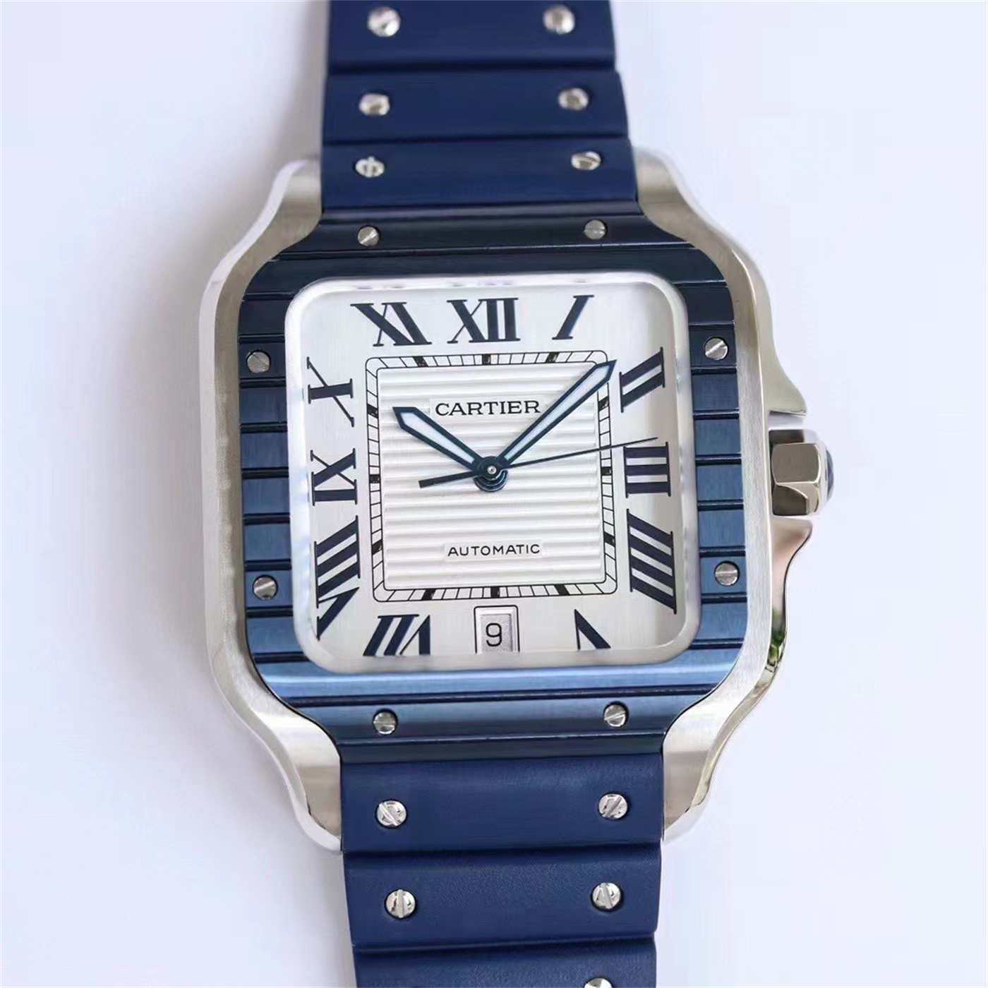 Cartier Santos de Cartier WSSA0047 Blue Rubber Strap 1:1 Replica Watch