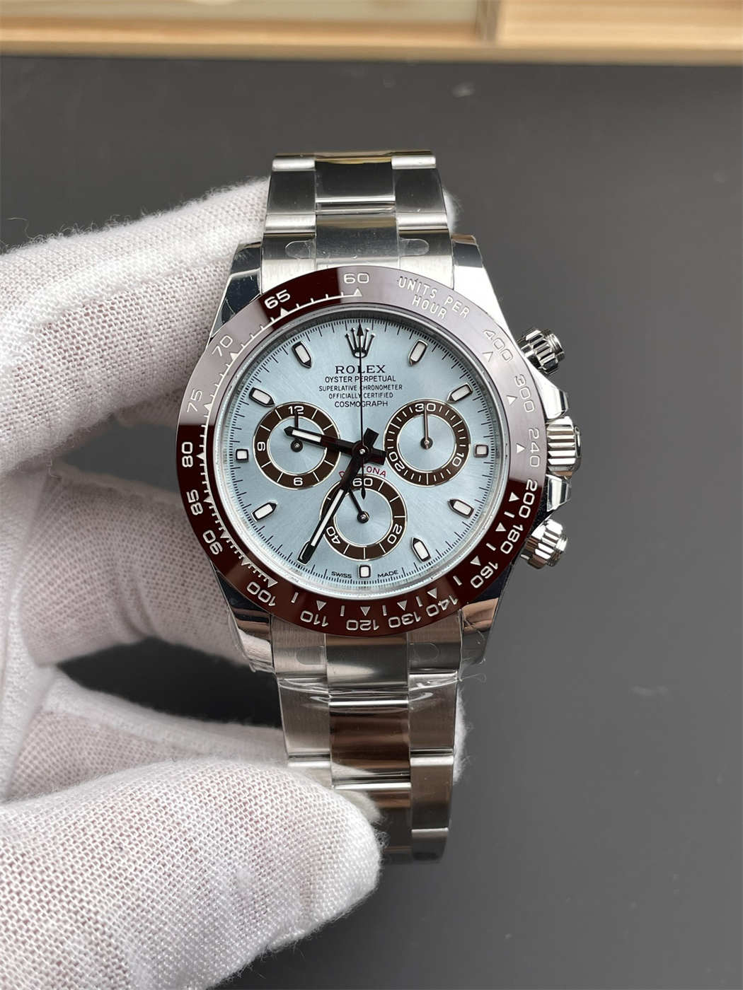 VS Factory Ice Blue Daytona 116506 Replica | Clone 4130 Platinum Look Rolex Daytona 116506