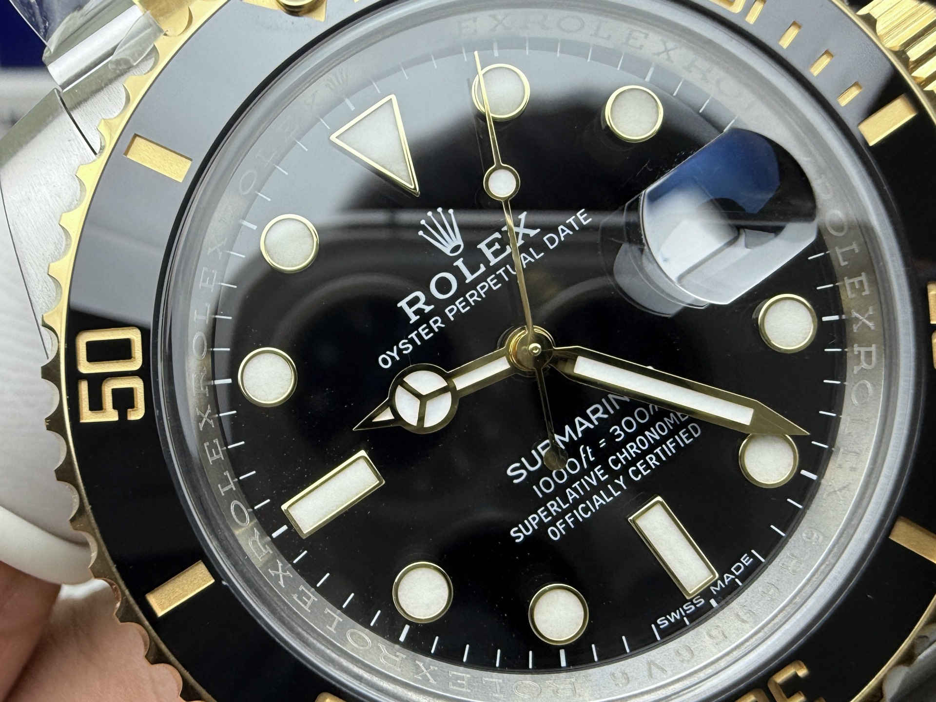 Clean Factory Rolex Submariner 116613LN Two-Tone Black Dial Replica