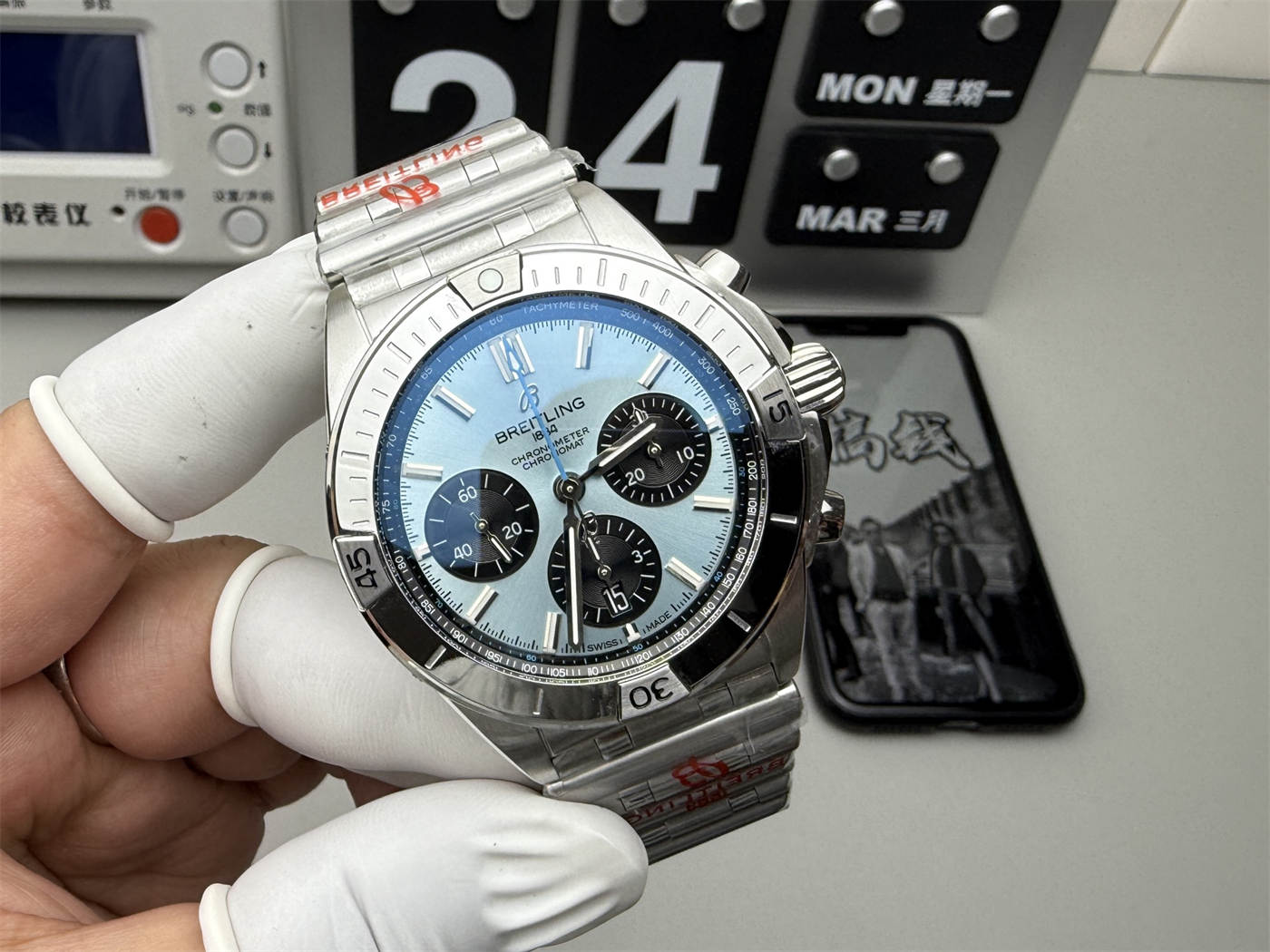 Breitling Chronomat 42 Blue Dial 1:1 Replica Automatic on Steel Bracelet