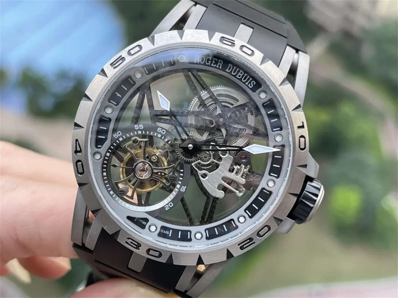 Roger Dubuis Excalibur Spider Skeleton Tourbillon RDDBEX0479 42mm Titanium 1:1 Replica