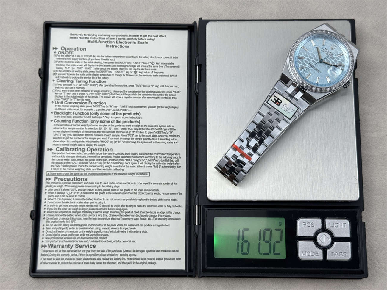 3B Factory Rolex Land-Dweller 127386TBR-0001 Replica – Platinum Look, Diamond Bezel, 163g Full Weight